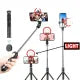 3 in 1 Selfie Stick Foldable & Portable For All Mobile Phones With Detachable Charging Cable - Black With Light